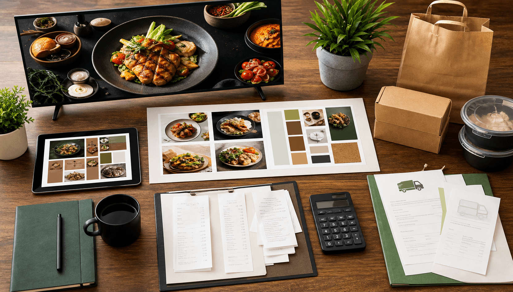 Add-ons für digitales Menüboard mit Design-Service, zusätzlichem TV und Belegbox